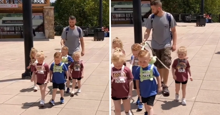 Dad Gets Shamed For Using Leash With 5-Year-Old Quintuplets