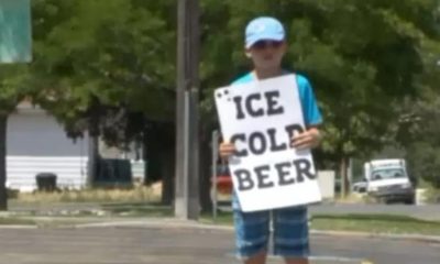 Police Are Called On Boy Selling ‘Ice Cold Beer’ But His Clever Sign Has Them In Tears