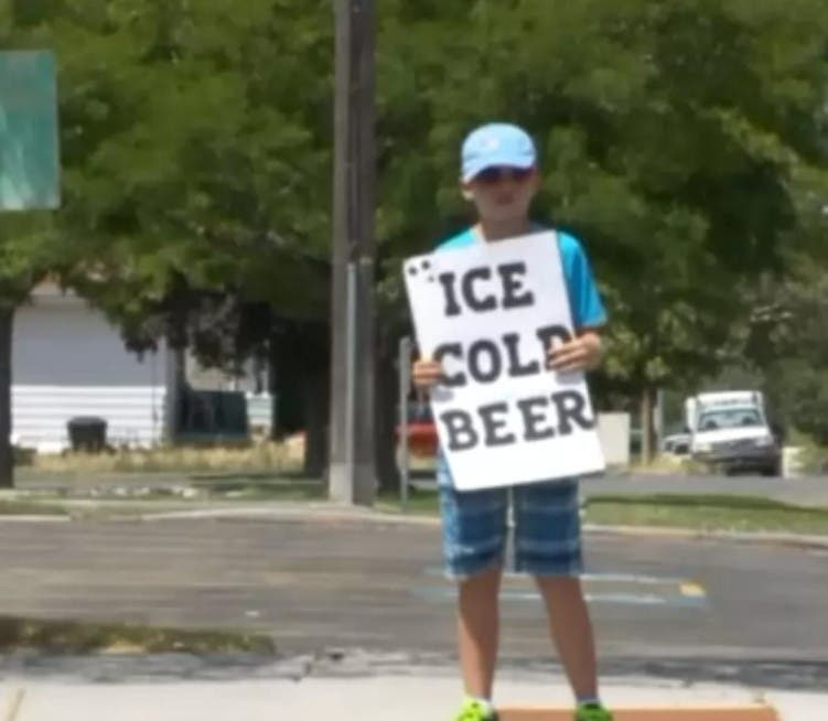 Police Are Called On Boy Selling ‘Ice Cold Beer’ But His Clever Sign ...