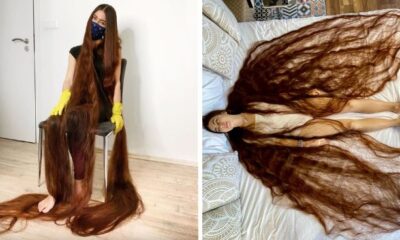 This Real Life Rapunzel With 90-inches Of Flowing Brown Locks Has Hair Brushing The Ground Behind Her